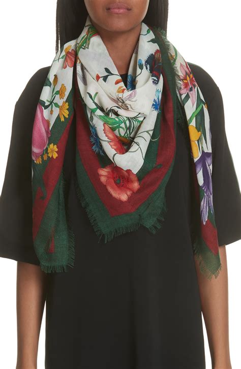 gucci floral cotton scarf|original Gucci silk scarf.